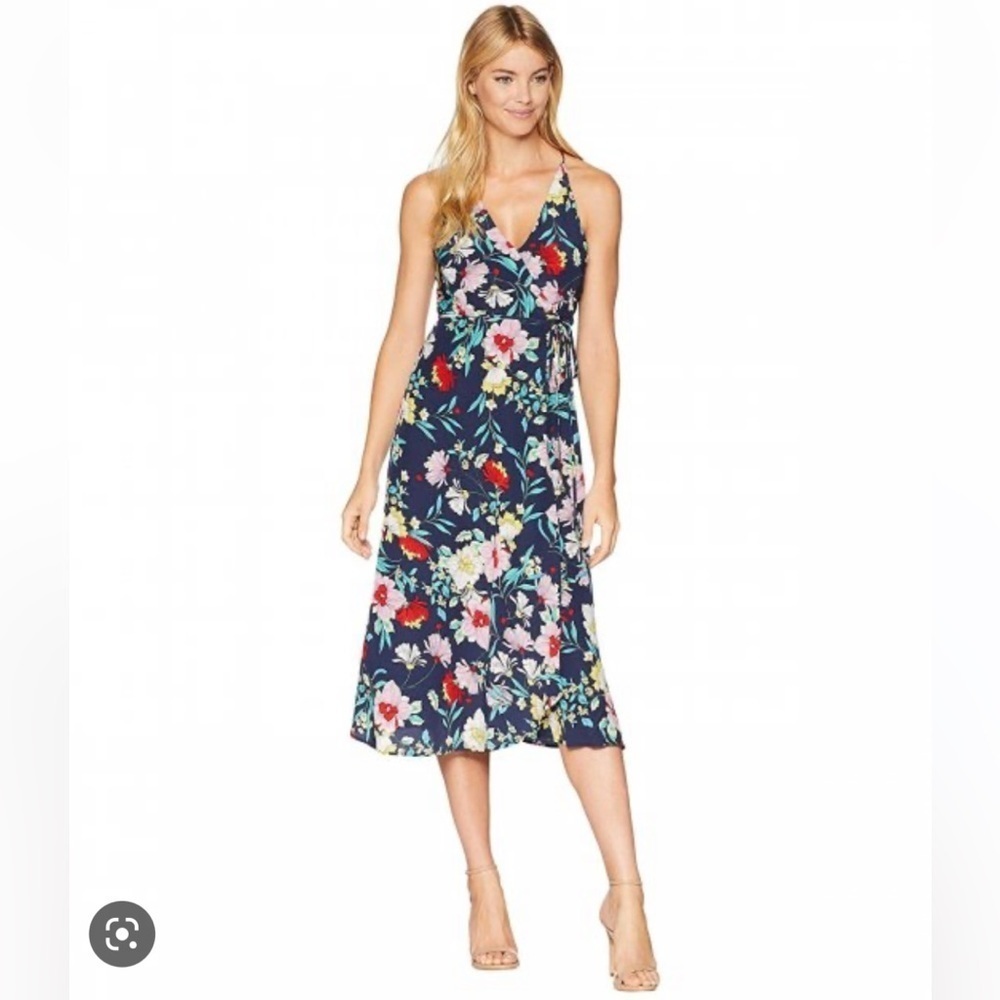 Yumi Kim 100% Silk City Lights Floral Midi Wrap Dress